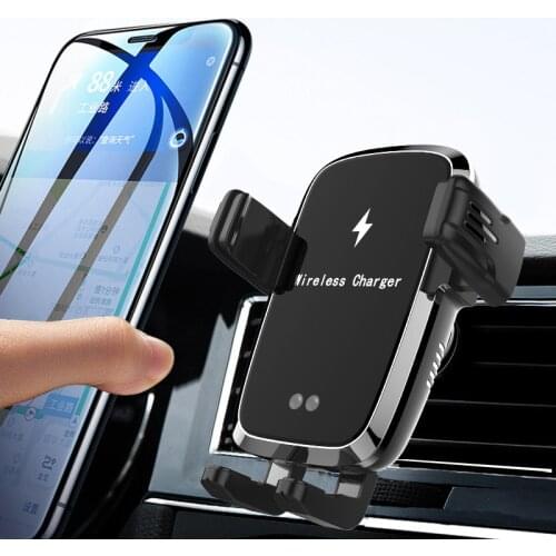 Universal 15W Auto Clamping Car Wireless Charger For iPhone 12 Pro Max Mini Gravity Car Phone Holder Air Vent Stand With Cable