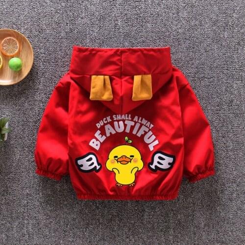 2 3 4 5 6 Years Baby Girls Jackets Cute Cartoon Hooded Casual Boys Windbreaker Autumn Zipper Children Outerwear Kids Clothes