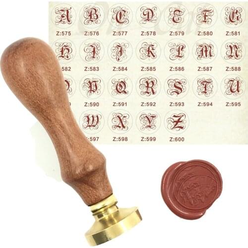 Wax Stamp Copper head Wood Handle Curlicue 26 Letters DIY Scrapbooking Vintage Ancient Seal Retro Stamp gift seal High Quality19
