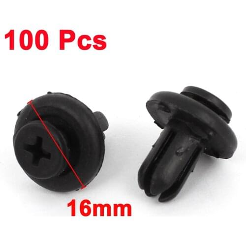 X Autohaux Car Door Trim Panel Push Type Fastener Rivets Clips 7Mm Hole Black 100 Pcs