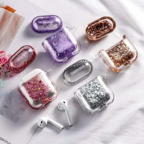 Covers For Apple Airpods 2/1 Protective Cover Pro Quicksand Earphone cover PC hard shell Airpods Pro case Dynamic Glitter Liquid
