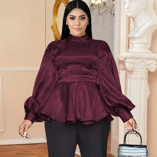 Plus Size Blouse for Women Long Sleeve Waist Belt Tunics Peplum Casual Spring Autumn Fashion Elegant Shirt Lady Tops Outfits
