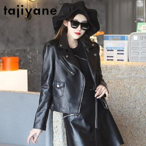 Jacket Leather Genuine Woman Short Sheepskin Coat Female Biker Jacket for Women Spring 2021 Veste Femme Pph4501
