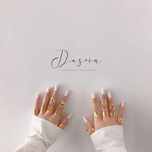 New Wedding Rings English 26 Letter Ring Stainless Steel Gold Plated Jewelry Open Rings For Women 2021