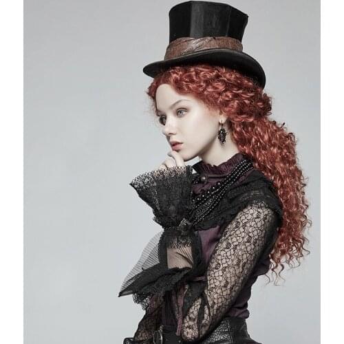 PUNK RAVE Womens Steampunk Lace Glove Gothic Mesh Bronze Pattern Pearl Buckles Prom Banquet Fingerless Gloves