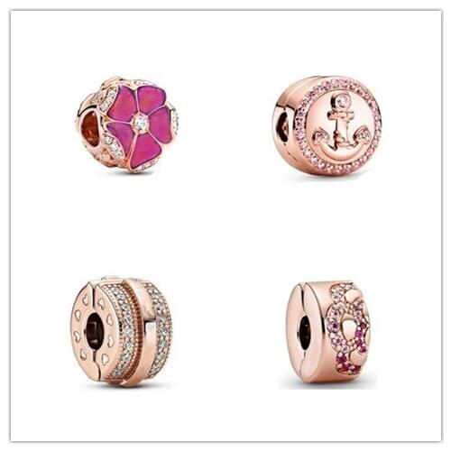 925 Sterling Silver Rose Red Flower Charm Beads Fit Women Pan Bracelet & Necklace Jewelry