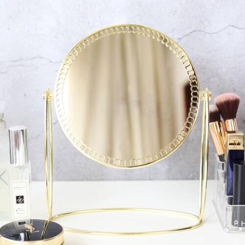Golden Makeup Mirror,Vanity Mirror Desk Table Mirror Decorative Round Mirror Romantic Birthday Wedding Christmas Gift(Round)