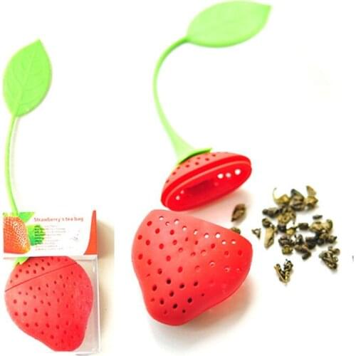 1 PCS Teapot Accessory Tea Strainer Non-toxic Strawberry Shape Silicone Tea Infuser Tea BagKitchen Supplies Cocina Home Garden