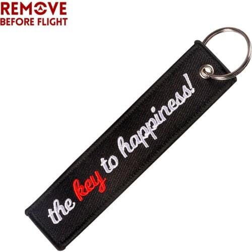1PC Fashion Car Key Chain Embroidery The Key to Happiness Key Ring for Motorcycle llaveros Keychain Key Fobs OEM ATV Keyring