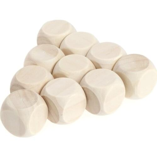 10pcs 6 Sided Blank Wood Dice Party Family DIY Games Printing Engraving Kid Toys E56D