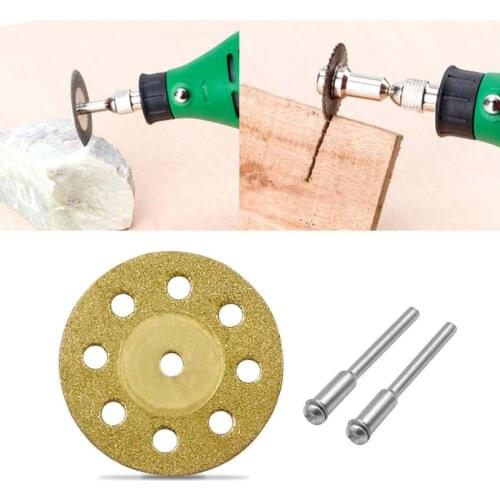 10 pcs / set 22/25/30 mm Mini Diamond Saw Blade Silver Cutting Discs with 2X Connecting Shank for Dremel Drill Fit Rotary Tools