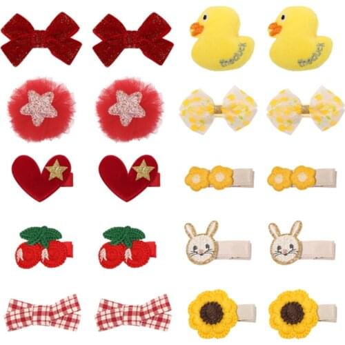 10pcs/Lot New Girls Cute Cartoon Rabbit Flower Hair Clip Kids Sweet Hairpin Side Barrette Hair Decorate Fashion Hair Accessories
