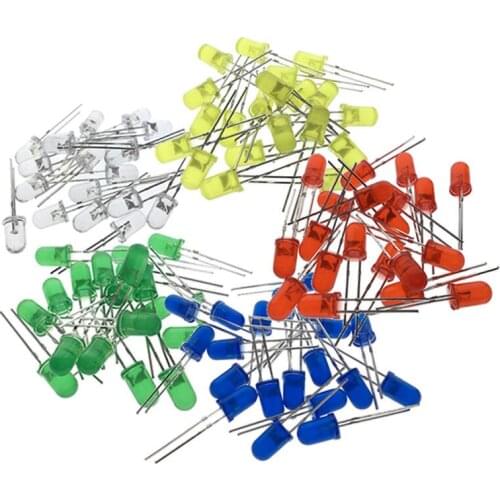 100pcs 3mm LED Light Emitting Diode Kit Warm white Red Blue Green UV Orange Yellow Pink Color Bulb Lamp Set 3V PCB Assortment