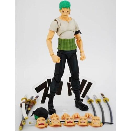 18CM pvc Japanese anime figure ONE PIECE Roronoa Zoro adjustable multi assmebly action figure collectible model toys for boy