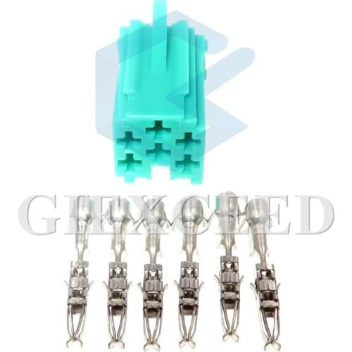 2 Sets 6 Pin 4A0 972 643A 4A0972643A Aux Stereo Sockets Auto Electric Car Automobile Audio Connector For VW