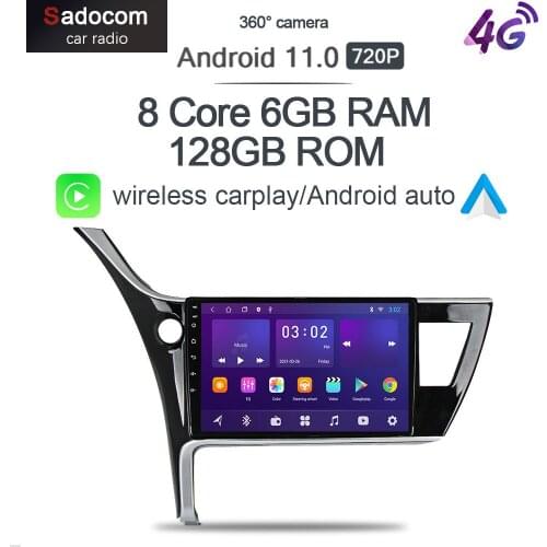 360 Carplay 6G+128G IPS Android 10.0 Car DVD Player GPS WIFI Bluetooth 5.0 RDS autoradio For Toyota Corolla 11 2017 - 2018 DSP