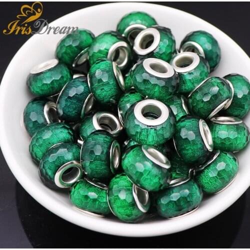 20Pcs Lot Faceted Murano Spacer Glitter Rondelle Beads for Jewelry Making Big Hole European Beads fit Pandora Bracelet Necklace