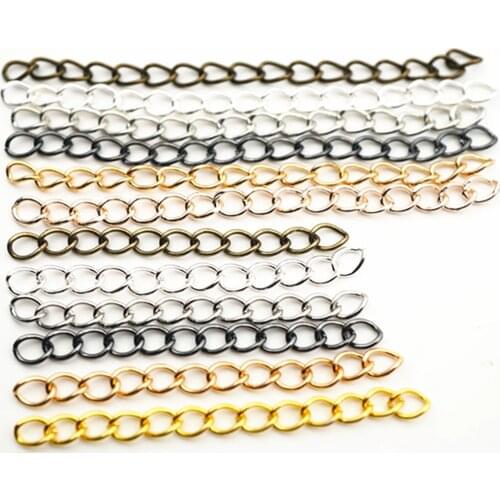 50pcs/lot 5cm 7cm Silver Necklace Extension Chain Bulk Bracelet Extended Chains Tail Extender For DIY Jewelry Making Findings