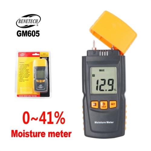 BENETECH Digital Wood Moisture Meter Humidity Measuring Device Tester Without Backlight GM605 Hygrometer Wood Moisture Meters