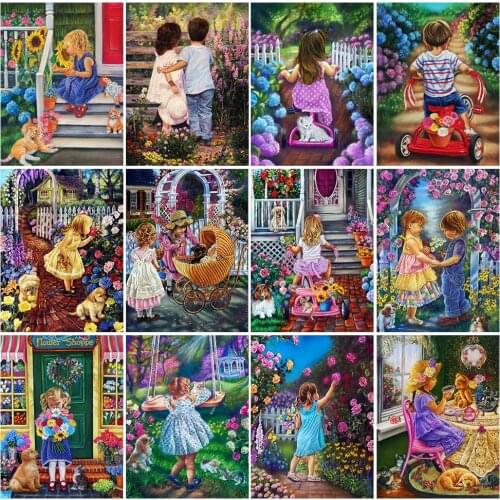 Children Diamond Painting Full Square Flowers Home Decoration Mosaic Landscape Embroidery Rhinestone Cross Stitch Kit Needlework