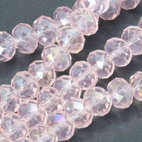 For Necklace&Bracelet 3*4mm Faceted Pink AB+ Colorful Glass Crystal Beads Stone Beads Loose DIY Jewelry Making Accessory Parts