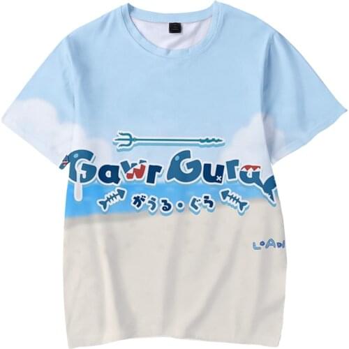 2021 New Gawr Gura Little Shark Japanese Stylish 3D Print New Adult Kids T-shirt Fashion Streetwear Casual Polyester Tee Clothes