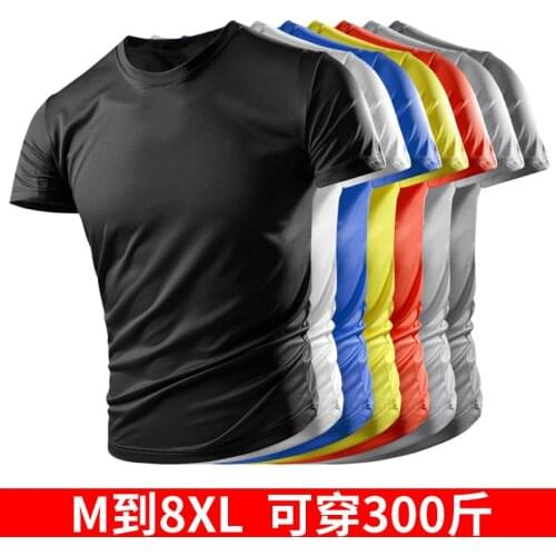 Ice Silk Short-sleeved T-shirt Mens Sports Quick-drying T-shirt Summer Plus Size Summer Loose Top Clothes Mens Clothing
