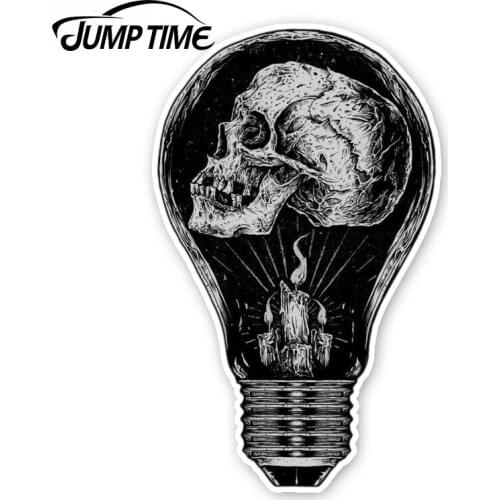 JumpTime 13cm x 7.89cm Light Bulb Skull Head Decal Motorcycle Car Stickers Accessories Vinyl JDM Bumper Rear Windshield