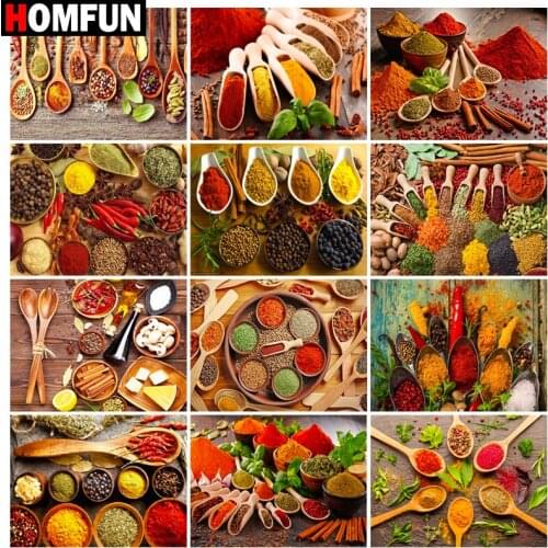 HOMFUN Rhinestone Painting Crystal Decor Diy Diamond Painting "Kitchen seasoning" 3D Cross Stitch Pattern Diamond Embroidery