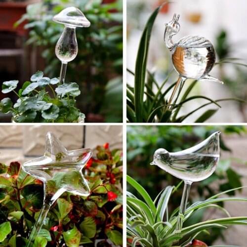 Houseplant Automatic Watering Clear Glass Bird Watering Cans Flowers Plant Decorative 12 Shapes