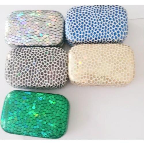 Snakeskin Cosmetic Contact lens case with mirror colored contact lens case cute Lovely Travel box Eyewear Accessories