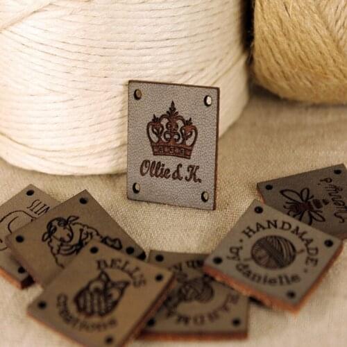 Custom Leather Labels - Personalized Leather Labels - Handmade tags - Labels for knitting and crocheting- crochet labels