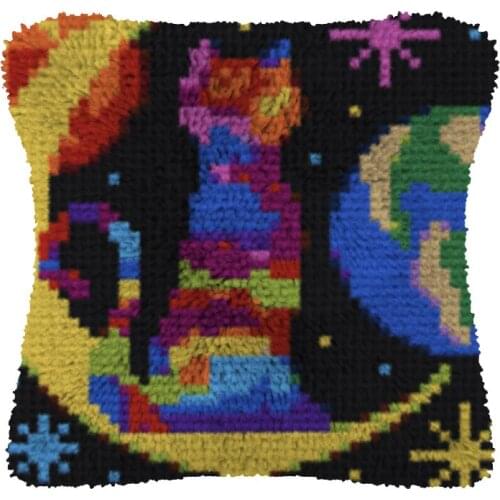 Latch Hook kits Pillow Cat Diy Handmade Printed Canvas Cushion Latch Hook Kits DIY Unfinished accessories