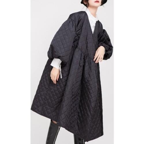 Womens winter coats 2020 new Long Solid Belt Full loose Thick jacket Microfiber Office Lady keep warm Cotton clothes