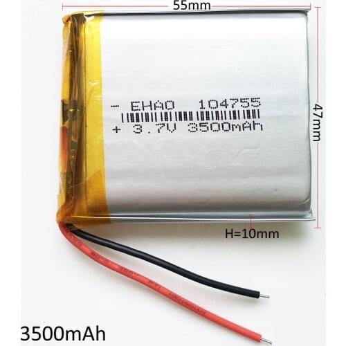3.7V 3500mAh 104755 Lithium Polymer LiPo Rechargeable battery For GPS PSP Power bank Tablet PC speaker Laptop MID DVD PAD