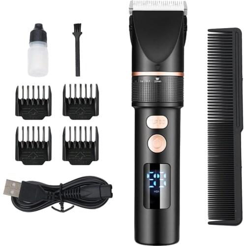 Electric Hair Clipper for Men USB Charging Hair Cutter Stainless Steel Blade LCD Display Men Hair Cutting Barber Machine
