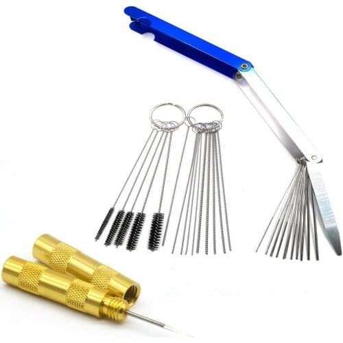 1 Set Carburetors Carbon Dust Cleaner Remove Cleaner 10 Cleaning Wire Set + 12 Wire Needles + 5 Brushes Cleaning Tool Kit CSV