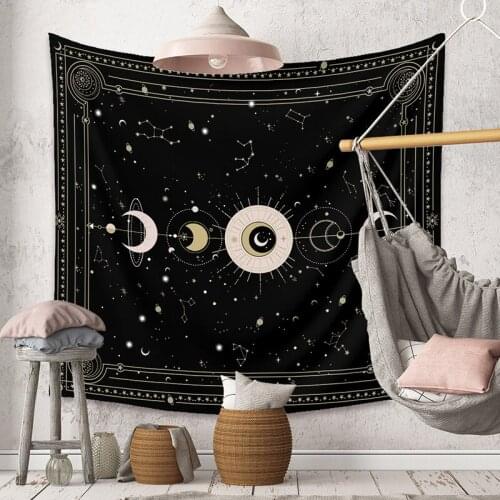 Astronomical Galaxy Pattern Tapestry Wall Hanging Soft Durable Yoga Sandy Beach Camping Blankets Home Decor Black