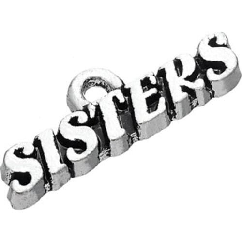 2021 New Tibetan Silver Plated Sisters Accessory Word Charm Jewelry charm bracelet