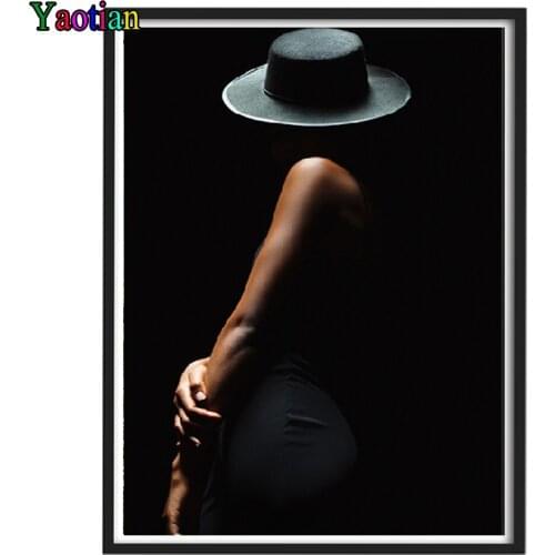 Full Square Round Drill Diamond Painting Black Sexy Nude Women Body Figure Art 5D DIY Diamond Embroidery Icons Diamond Mosaic