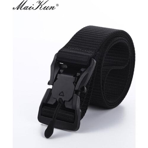 Maikun Mens Tactical Belt New Magnet Buckle Quick Release Buckle Imitation Nylon Woven Military Training Casual Belts