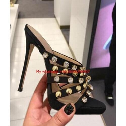 Luxury Crystal Heel Sandals Brand Design Sexy Bling Rhinestone High Heel Women Sandals Elegant Party Shoes Women