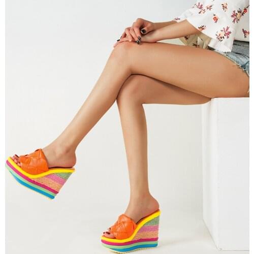 Ladies all-match summer wedges retro open toe platform beach shoes fashion hot sale high heels buckle strap Roman sandals