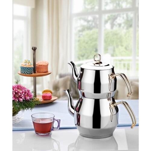 FAMILY / BIG SIZE - Turkish Tea Maker Teapot Set 18/10 Cr-Ni Stainless Steel A+ BEST QUALITY Tea pot Made in Turkey