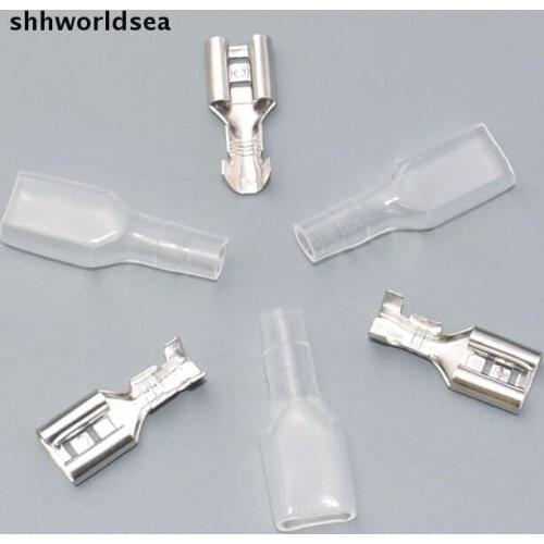 Shhworldsea free shipping 200Sets/Lot 6.3MM car Crimp Wire Terminal auto Female Spade Connector + Case