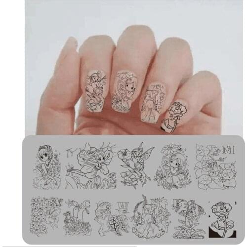 Nail Art Stamping Image Plate MF01 - Fairy and faeries Themed Nail Art Stamping Cute Angel Theme Design DIY Manicure Template