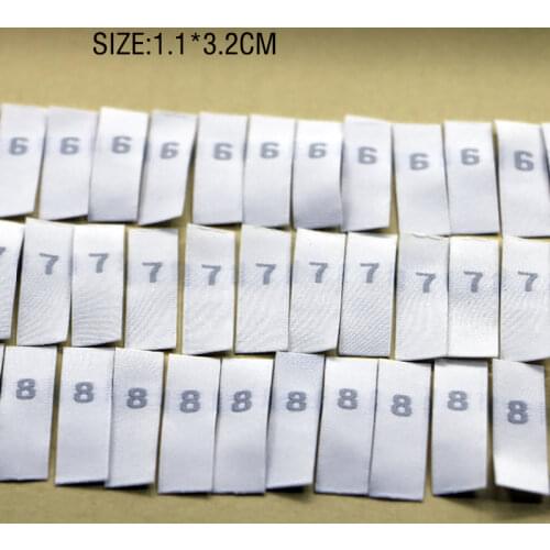 High Density white Care Label Size 50pcs/lot Cloth Woven Labels Satin Center/ size Woven tags