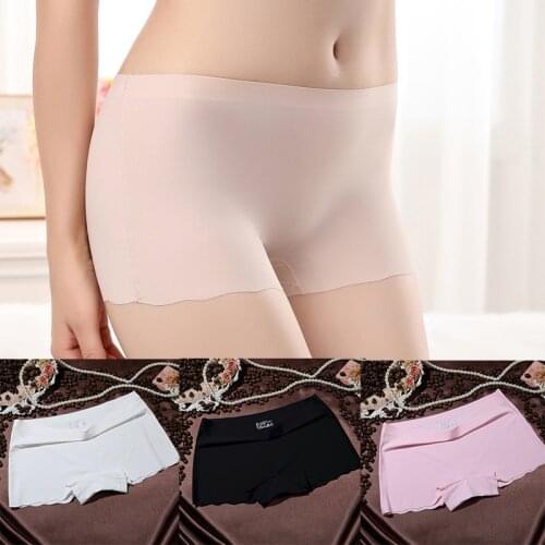 6 Colors/ladies Ice Silk Boxer Safety Pants Seamless Dual-use Comfortable Bottoming Underwear Solid Color Outer Wear Large Size