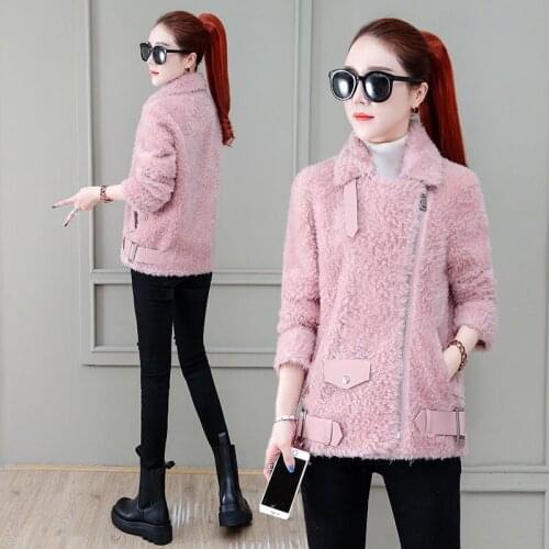High Quality Winter Fur One Piece Woollen Overcoat For Women Medium Length Korean Style Diagonal Zipper Design Warm Wool Coat