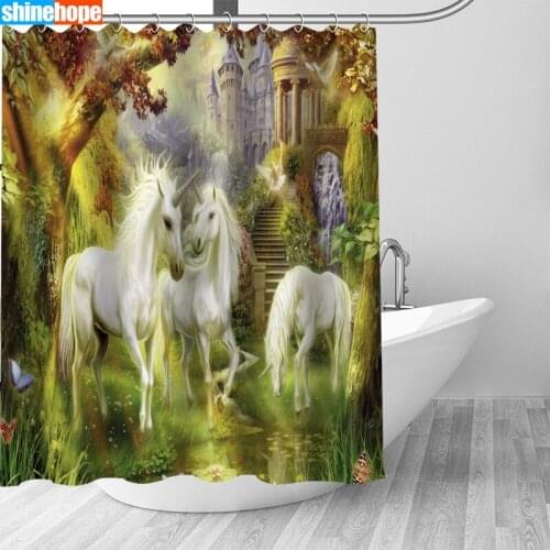 Customized Shower Curtain Unicorns Forest Waterproof Polyester Bathroom Curtains High Quality Curtains for Bathroom Shower